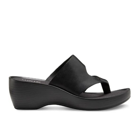 EASTLAND Leather Thong Wedge Sandals - Picture 3 of 4